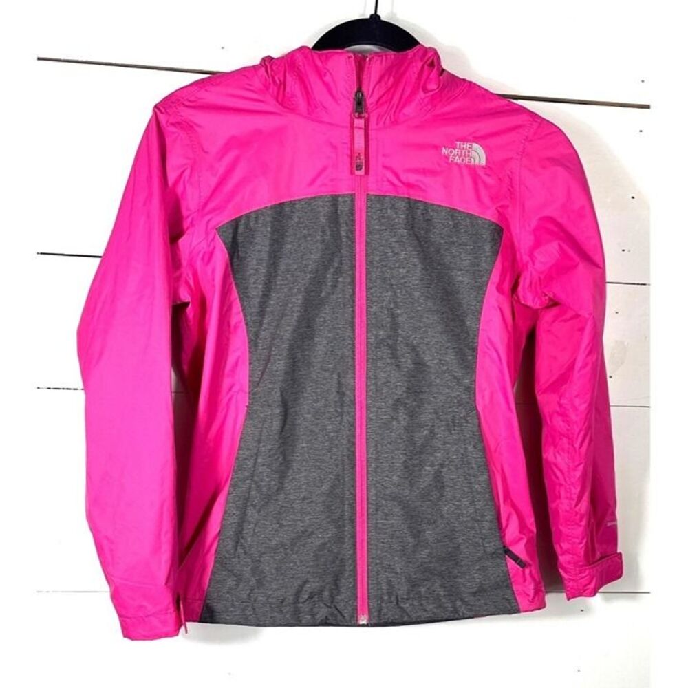 The North Face Womens Pink & Gray Windbreaker Jacket With Hood
